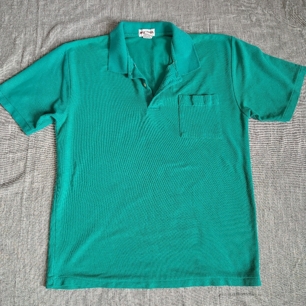 Vintage McGregor Shirt Size Large Turquoise‎ Solod Golf Polo